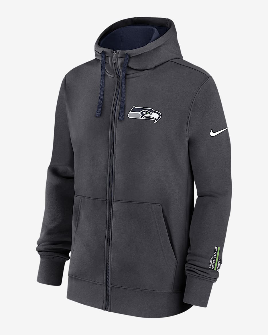 Seattle Seahawks Playbook Page Club Men's Nike NFL Full-Zip